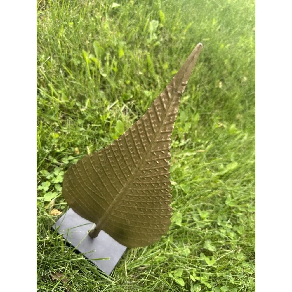 Metal Leaf Tree Sculpture on Wood Base – Rustic Nature Tabletop Décor ~12”